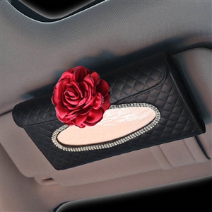 Creative Bling Leather Automotive Tissue Paper Box Holder Case Seat Back Hanging Tissue Bag - Black