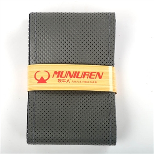 DIY Hand-stitched Hole Style Real Leather Steering Wheel Cover Braid Needles Thread Car Styling - Gray