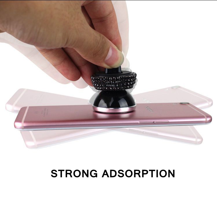 Diamond Crystal Car Phone Holder Magnetic Air Vent Mount Mobile Stand Magnet Support Cell GPS - Pink