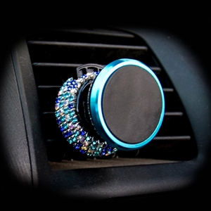 Diamond Crystal Car Phone Holder Magnetic Air Vent Mount Mobile Stand Magnet Support Cell GPS - Blue