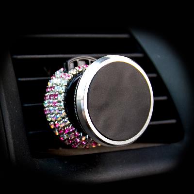 Diamond Crystal Car Phone Holder Magnetic Air Vent Mount Mobile Stand Magnet Support Cell GPS - Pink