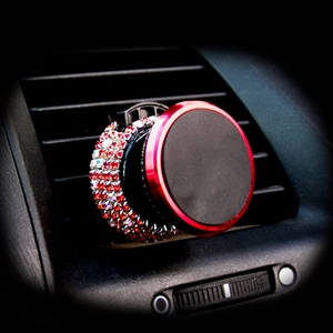 Diamond Crystal Car Phone Holder Magnetic Air Vent Mount Mobile Stand Magnet Support Cell GPS - Red