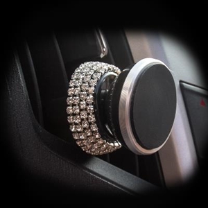 Diamond Crystal Car Phone Holder Magnetic Air Vent Mount Mobile Stand Magnet Support Cell GPS - White