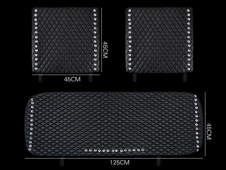 Rear Studded Crystal Leather Car Back Seat Cushion Woman Universal Auto Pads 1pcs - Rose