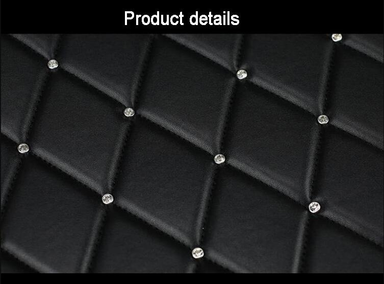 Diamond Studded Crystal Leather Car Front Seat Cushion Woman Universal Pads 1pcs - Black