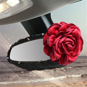 Elegant Crystal Winter Diamond Velvet Car Rearview Mirror Elastic Covers - Black