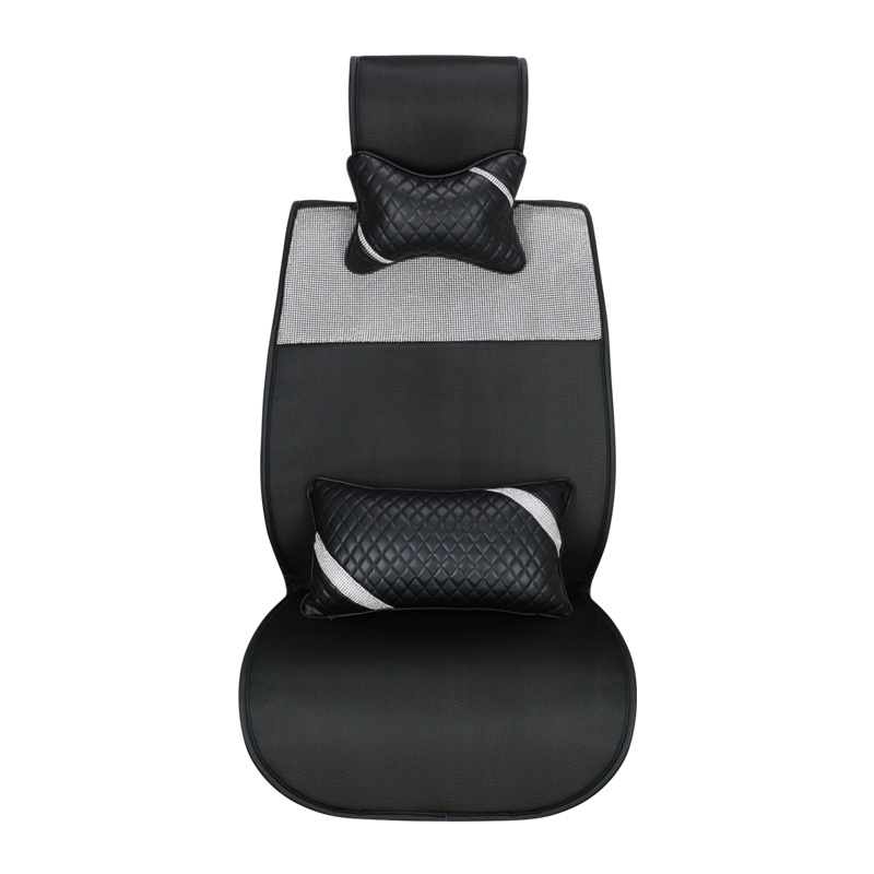 Fashion Diamond Universal Car Seat Covers Breathe Mesh Auto Cushion Crystal 4 Pillows 9pcs Sets - Black