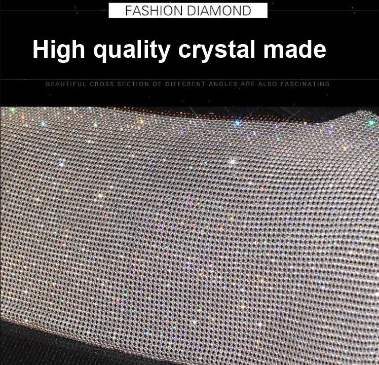 Fashion Diamond Universal Car Seat Covers Breathe Mesh Auto Cushion Crystal 4 Pillows 9pcs Sets - Black