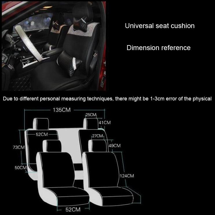 Fashion Diamond Universal Car Seat Covers Breathe Mesh Auto Cushion Crystal 4 Pillows 9pcs Sets - Black
