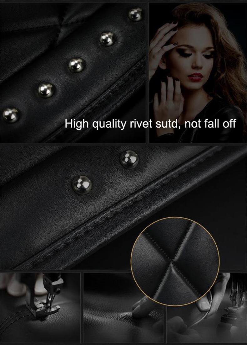 Fashion Rivet Leather Car Seat Cushion Universal Women Auto Seat Covers 1pcs - Black