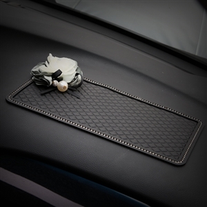 Female Floral Rhinestone Automobile Non-Slip Mat PVC Car Anti-Slip Pads Plastic - Black