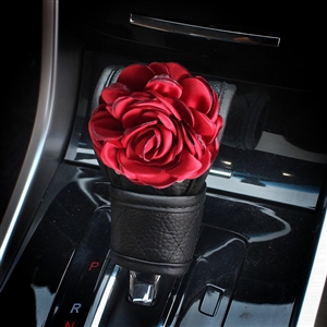 Floral 1pcs Crystal Car Gear Covers Leather Diamond Shift Cover Auto Interior Decro - Black