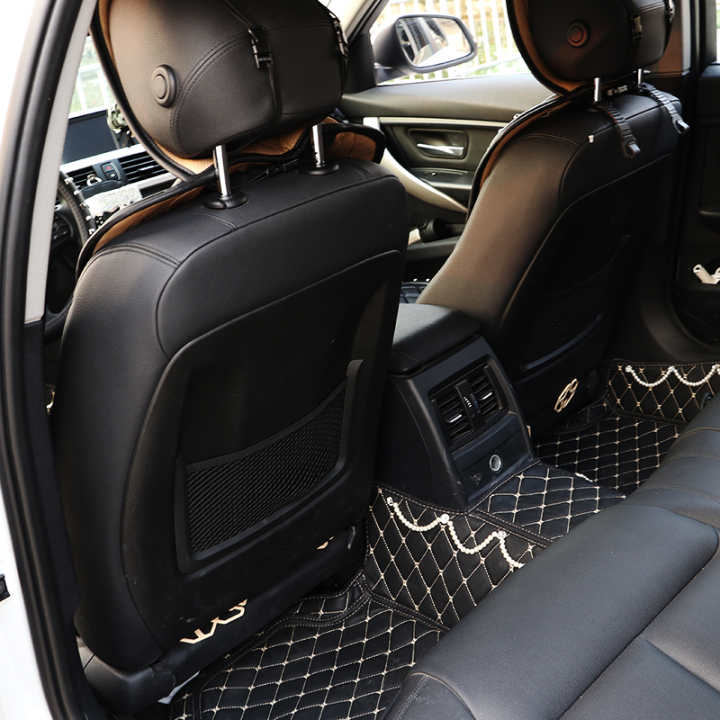 Flower Leather Car Seat Covers Punk Pearl Universal Auto Cushion 5 Seat 10pcs Sets - Black