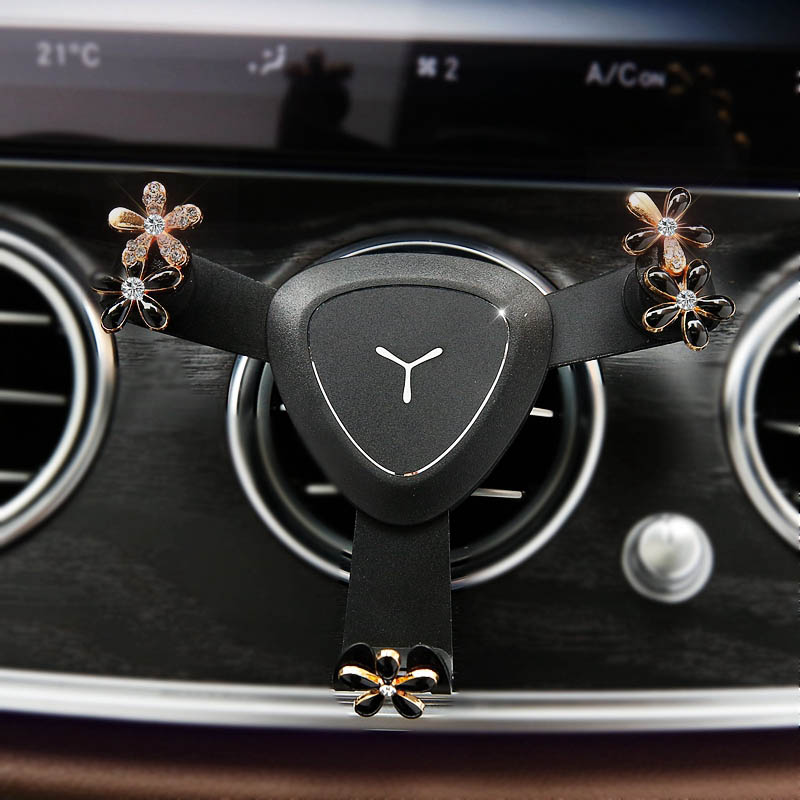 Flower Universal Car Mobile Phone Holder Air Vent Mount Clip Stand GPS - Black