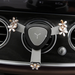 Flower Universal Car Mobile Phone Holder Air Vent Mount Clip Stand GPS - White