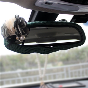 Flower Women Mesh Car Rearview Mirror Elastic Covers Motorcar Interior Decorate - Green