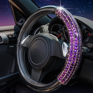 Funky Diamond Car Steering Wheel Covers PU Leather 15 Inch 38CM - Black Purple