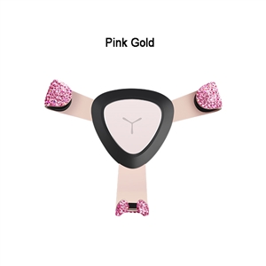 Gravity Universal Car Mobile Phone Holder Crystal Rhinestone Air Vent Mount Clip Stand GPS - Pink Gold