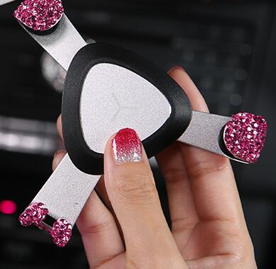 Gravity Universal Car Mobile Phone Holder Crystal Rhinestone Air Vent Mount Clip Stand GPS - Pink