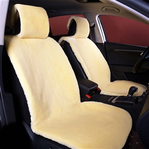 High Quality 1pcs Front Car Seat Covers Faux fur Cushion Interior Winter Plush Pad Imitation Wool - Beige