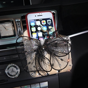 Lace 1pcs Crystal Car Storage Bucket Leather Storage Box Diamond Auto Storage Bag - Beige
