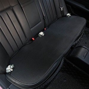 Leather Flower Ice Silk Car Back Row Seat Cushion Woman Rear Long Pads - Black