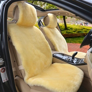 Luxury Australia Wool Car Seat Cushion Winter 100% Genuine Fur Sheepskin 1pc Front Cover - Beige