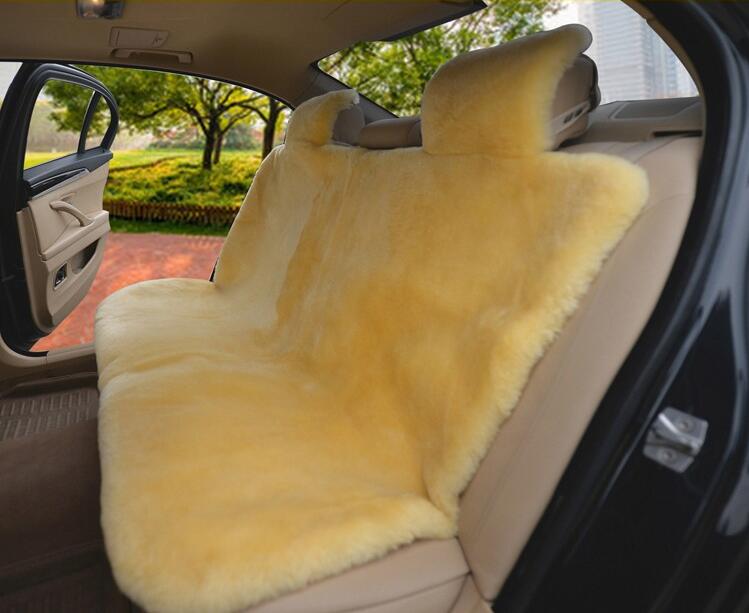 Luxury Australia Wool Car Seat Cushion Winter 100% Genuine Fur Sheepskin 3pcs Sets - Beige