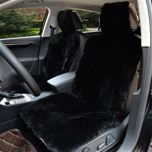 Luxury Australia Wool Car Seat Cushion Winter 100% Genuine Fur Sheepskin 3pcs Sets - Black