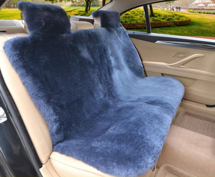 Luxury Australia Wool Car Seat Cushion Winter 100% Genuine Fur Sheepskin 3pcs Sets - Blue