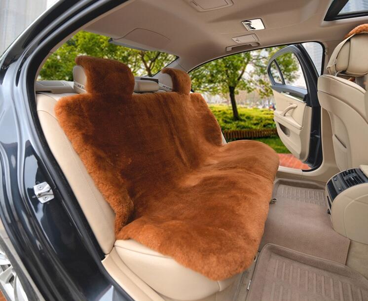 Luxury Australia Wool Car Seat Cushion Winter 100% Genuine Fur Sheepskin 3pcs Sets - Brown