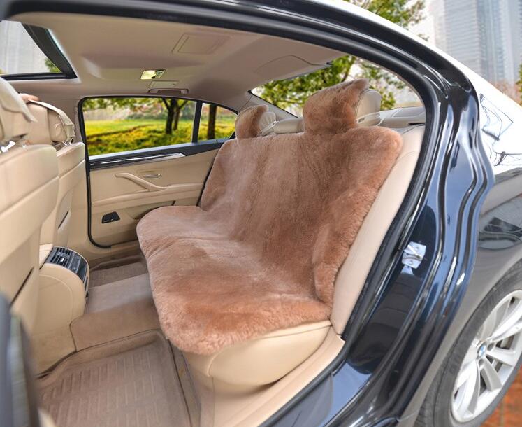 Luxury Australia Wool Car Seat Cushion Winter 100% Genuine Fur Sheepskin 3pcs Sets - Camel