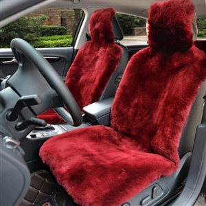Luxury Australia Wool Car Seat Cushion Winter 100% Genuine Fur Sheepskin 3pcs Sets - Red