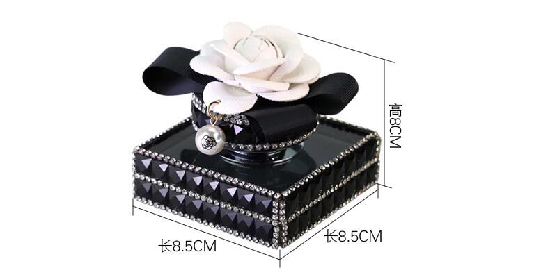Luxury Crystal Camellia Car Anti Slip Mat Non-slip Sticky Silica Gel Pad Car Perfume Block Styling - Black