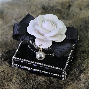 Luxury Crystal Camellia Car Perfume Block Auto Air Freshener Interior Decoration - Black