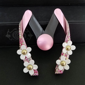 M Shape Daisy Car Mobile Phone Holder Crystal Rhinestone Air Vent Mount Clip Stand GPS - Pink