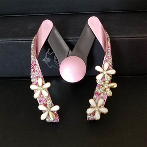 M Shape Flower Car Mobile Phone Holder Crystal Rhinestone Air Vent Mount Clip Stand GPS - Pink