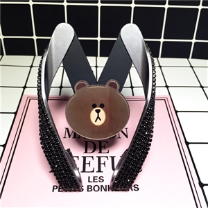 M Shape Universal Car Mobile Phone Holder Crystal Brown Bear Air Vent Mount Clip Stand GPS - Black