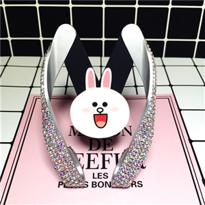 M Shape Universal Car Mobile Phone Holder Crystal Cute Bunny Air Vent Mount Clip Stand GPS - White