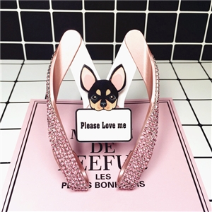 M Shape Universal Car Mobile Phone Holder Crystal Cute Dog Air Vent Mount Clip Stand GPS - Pink