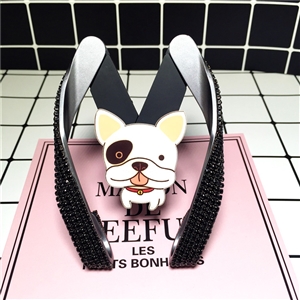 M Shape Universal Car Mobile Phone Holder Crystal Fat Dog Air Vent Mount Clip Stand GPS - Black