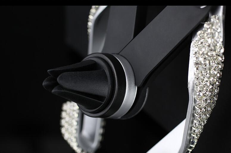 M Shape Universal Car Mobile Phone Holder Crystal Glasses Dog Air Vent Mount Clip Stand GPS - White
