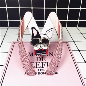 M Shape Universal Car Mobile Phone Holder Crystal Glasses Dog Air Vent Mount Clip Stand GPS - Pink