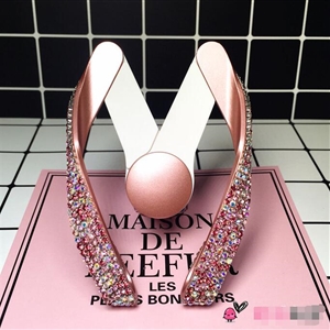 M Shape Universal Car Mobile Phone Holder Crystal Rhinestone Air Vent Mount Clip Stand GPS - AB Pink