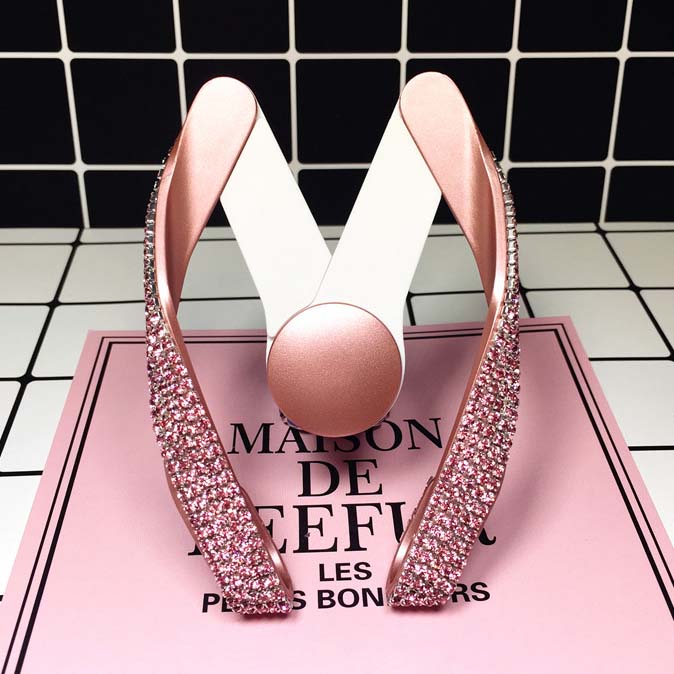 M Shape Universal Car Mobile Phone Holder Crystal Rhinestone Air Vent Mount Clip Stand GPS - Pink