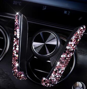 New Universal Car Mobile Phone Holder Crystal Rhinestone Air Vent Mount Clip Stand GPS - Purple