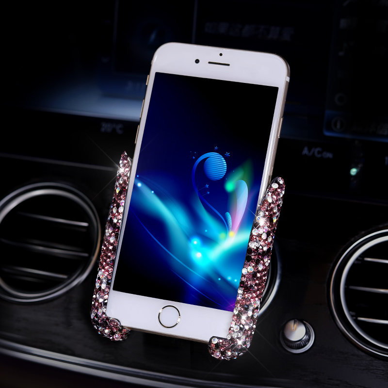 New Universal Car Mobile Phone Holder Crystal Rhinestone Air Vent Mount Clip Stand GPS - Purple