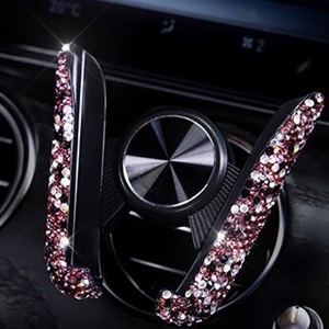 New Universal Car Mobile Phone Holder Crystal Rhinestone Air Vent Mount Clip Stand GPS - Purple