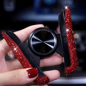 New Universal Car Mobile Phone Holder Crystal Rhinestone Air Vent Mount Clip Stand GPS - Red