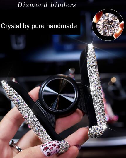New Universal Car Mobile Phone Holder Crystal Rhinestone Air Vent Mount Clip Stand GPS - White